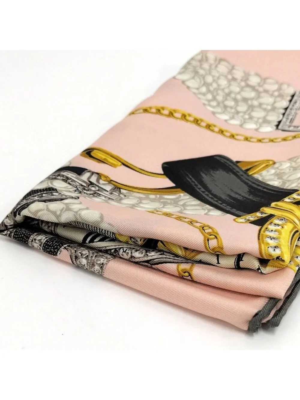Cartier Large Scarf Silk 100% Clock Motif Pink